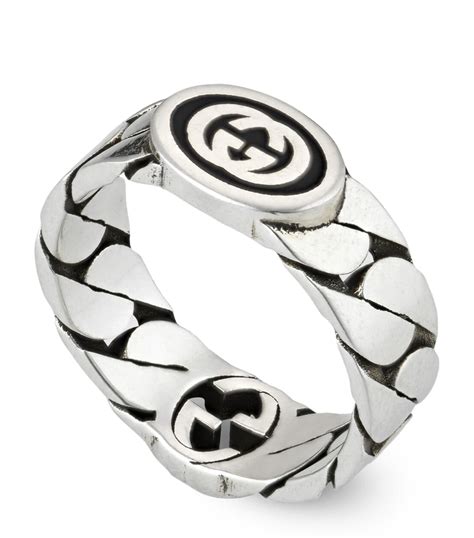 gucci ring with interlocking g green|interlocking g ring in silver.